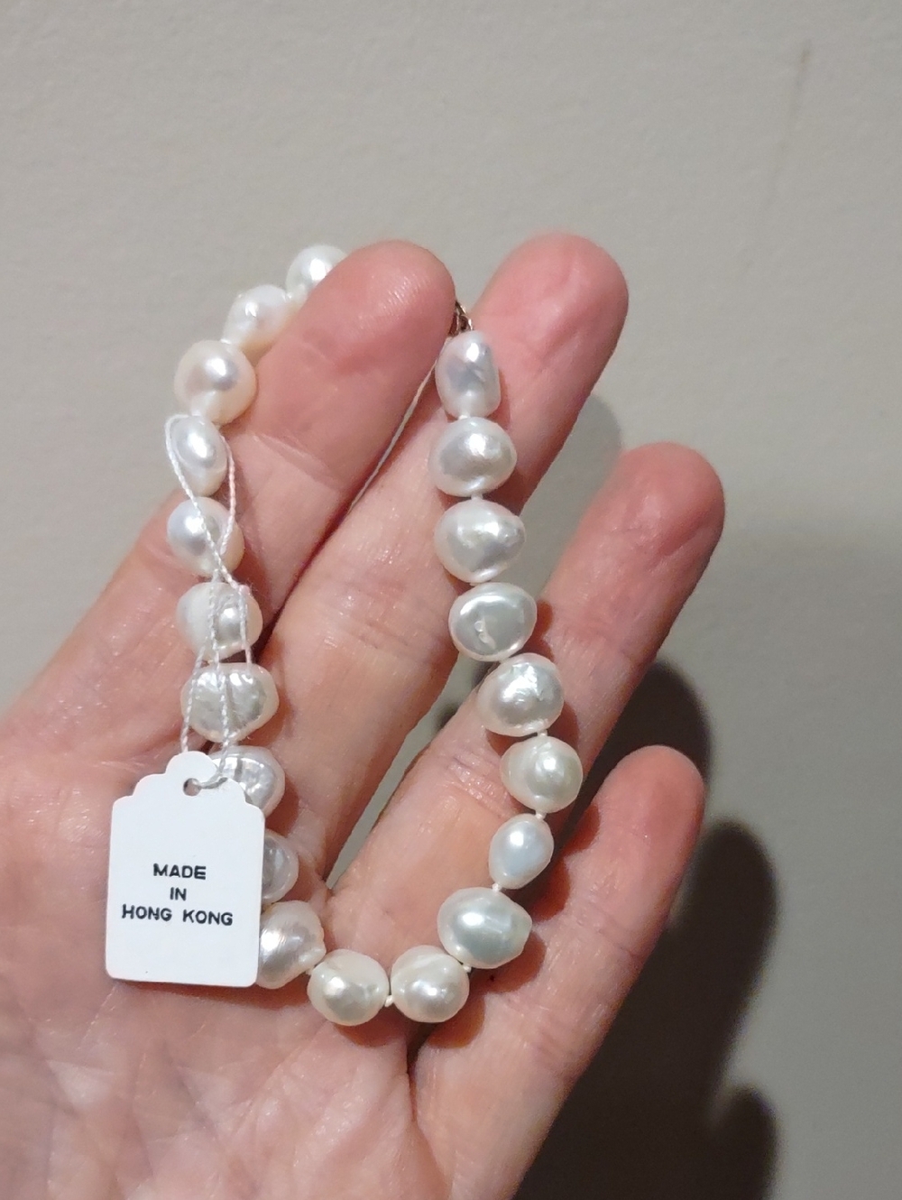 Freshwater Pearl Necklace And Bracelet Set Individually Knotted Nwt White - Picture 7 of 12